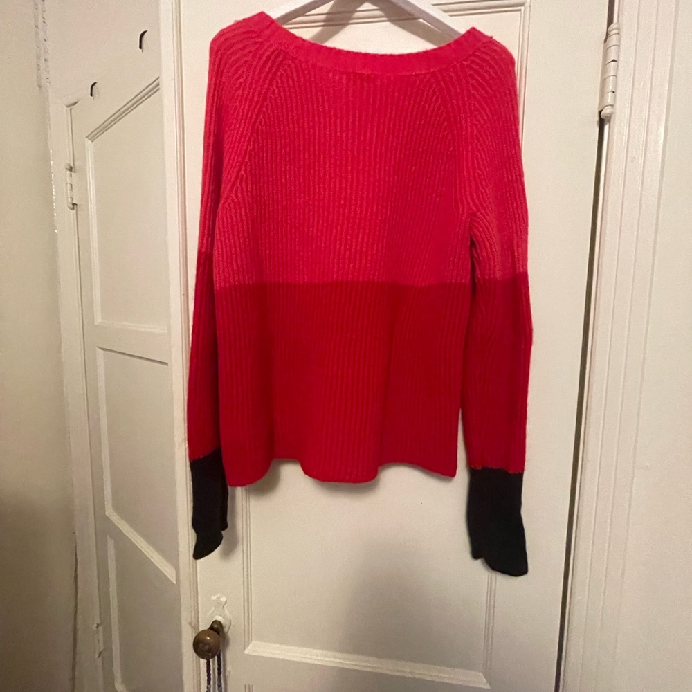 Mohair, Crew Neck Color-Block Sweater, M